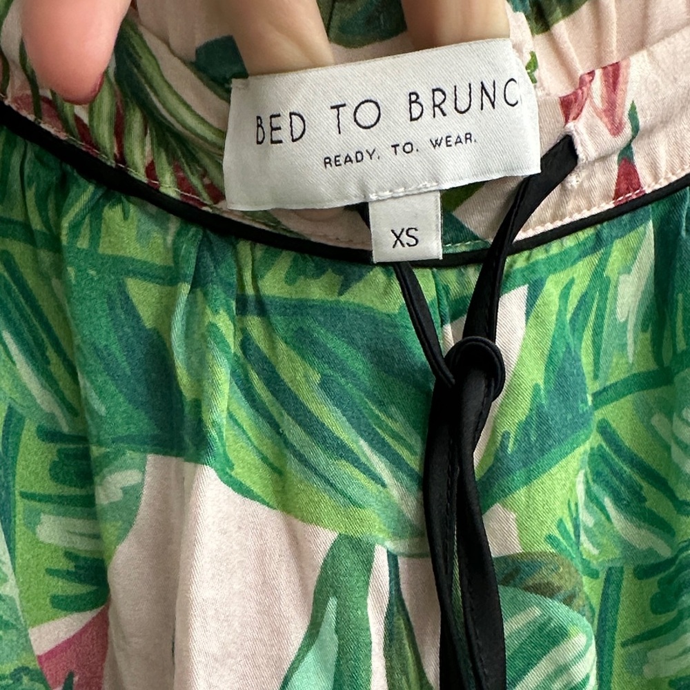 Tropical Leaf Print Women's Pajama Set XS - Picture 6 of 10